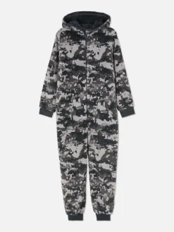 Pijama-macacão Fecho Correr Padrão Camuflado