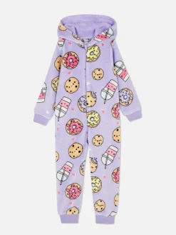 Pijama-macacão Malha Polar Padrão Alimentos