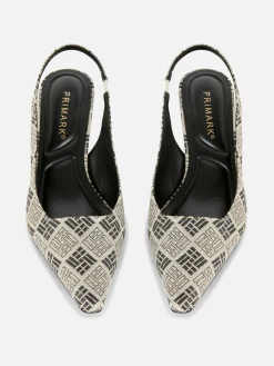 Sapatos Salto Médio Fecho Atrás Padrão Geométrico