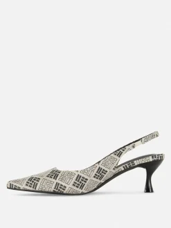 Sapatos Salto Médio Fecho Atrás Padrão Geométrico