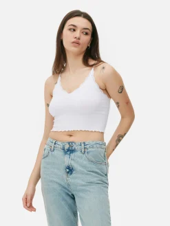 Top Alças Curto Rebordo Renda S/ Costuras