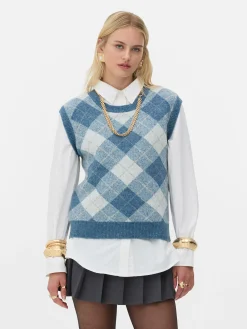 Top S/ Mangas Conj. Coord Malha Argyle Rita Ora