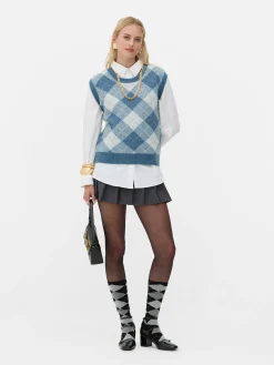 Top S/ Mangas Conj. Coord Malha Argyle Rita Ora