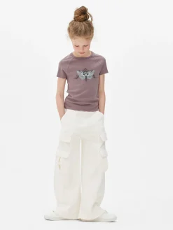 T-shirt Efeito Lavagem Estampado Borboleta