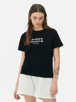 T-shirt Estampado Gráfico Algodão