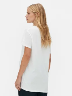 T-shirt Mistura Algodão Decote V