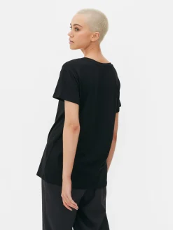 T-shirt Mistura Algodão Decote V