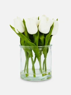 Tulipas Artificiais Jarra Vidro