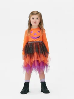 Vestido Abóbora Lantejoulas Halloween