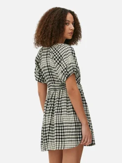 Vestido Franzido Manga Balão Decote V