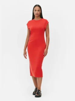 Vestido Midi S/ Mangas Franzido