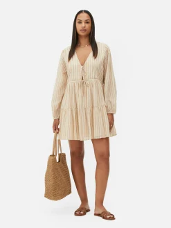 Vestido Mini Franzido Laço Frente