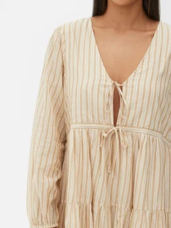 Vestido Mini Franzido Laço Frente