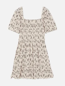 Vestido Mini Plissado Franzido
