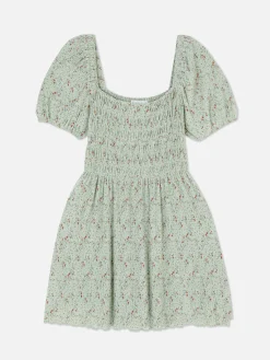 Vestido Mini Plissado Franzido