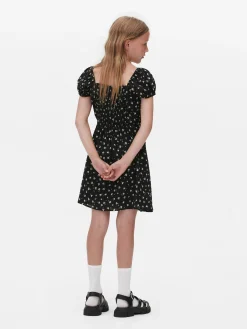 Vestido Tecido Franzido Padrão Floral